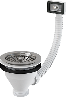 Водослив сифона AlcaPlast A38 для мойки 6/4" с нержавеющей Ø115 и гофропереливом