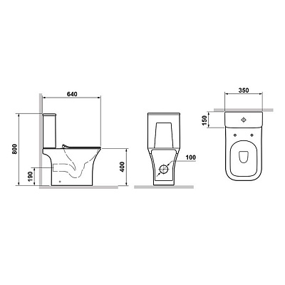 Унитаз-компакт безободковый MONTEREY ZT-T1215 смыв торнадо