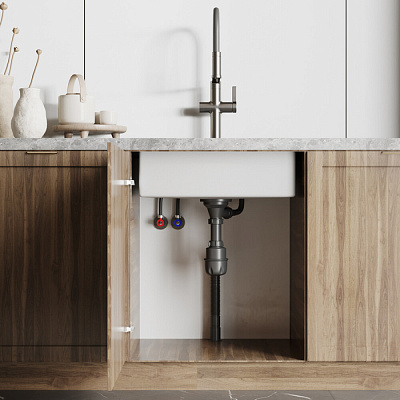 Сифон бутылочный для мойки Iddis Optima Home 3.1/2x40мм, с выпуском, гофротрубой и переливом 900CVG0P10VD