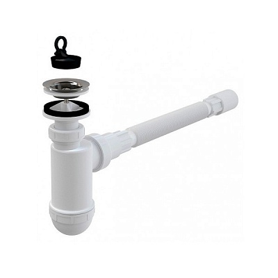 Сифон для умывальника 1 1/4" с гибкой трубой 40*40 AlcaPlast A41+A710