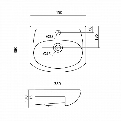 Раковина Santek Азов 45 1WH112449