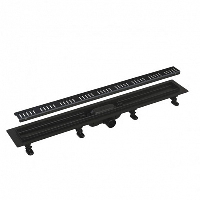 Водоотводящий желоб с порогами для перфорированной решетки, черный AlcaPlast APZ19BLACK-850