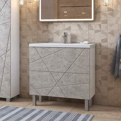 Тумба напольная с раковиной Vigo Geometry 2-700 tn.bsf.GEO.FOS.70.2Y бетон