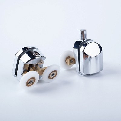 966D23C6DZ Ролик для душевой зоны двойные, 2 верхних + 2 нижних, стекло 5-6 мм, пластик, хром