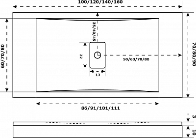 Душевой поддон из искусственного камня 120х80 Bas Flow серый, ЛП00062, прямоугольный