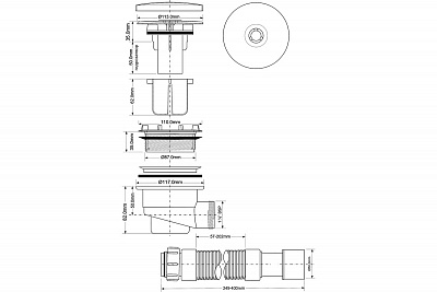 Сифон для поддона McAlpine MRS4C-F  (выпуск 113 мм) 90/100-1 1/2, h=82 мм