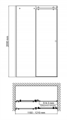 Душевое ограждение WasserKraft  Vils 120*200 56R05