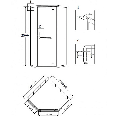 Душевой уголок Grossman Pragma 90x90 PR-90GD