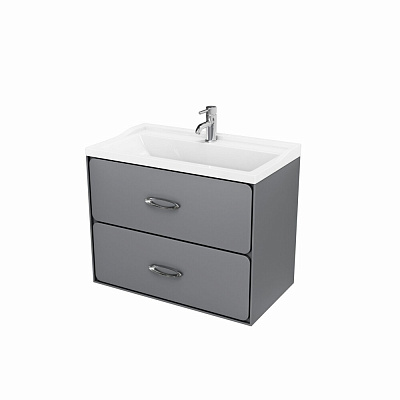 Подвесная серая матовая MIRSANT Viva 80 тумба УТ000084561 (под раковину Conte 80) (рак. 264502 в комплект не входит)