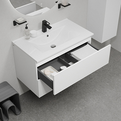 Тумба с раковиной (0138000i28) подвесная 80 см белая IDDIS Bild BIL80W0i95K