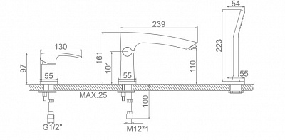 Смеситель для ванны Ledeme L1198