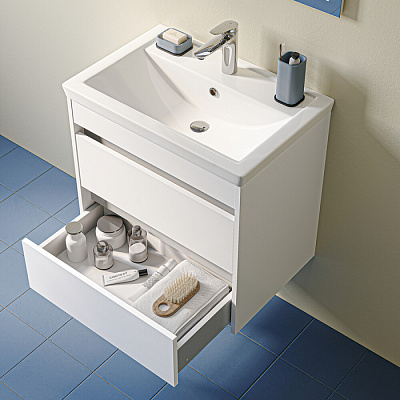 Тумба подвесная с раковиной 60 см IDDIS Zodiac X (ум-к 4076000i28) белый, ZDX60W0i95K