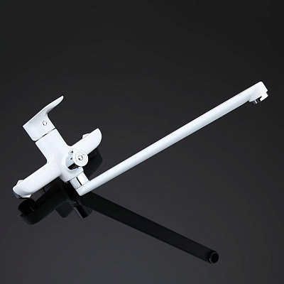 Смеситель для ванны белый длинный излив Gappo G2248