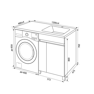 Тумба с умывальником для стиральной машины 120 см Iddis Optima Home OPH12RDi95K