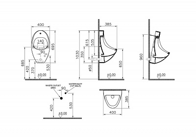 Писсуар с сенсорным смывом Vitra  Arkitekt питание от сети 4106B003-5598