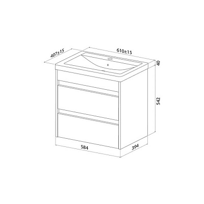 Тумба подвесная с раковиной 60 см IDDIS Zodiac X (ум-к 4076000i28) белый, ZDX60W0i95K