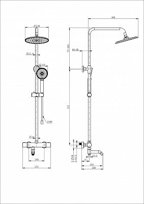 Душевая система с термостатом Wonzon & Woghand INN 4, Черный матовый WW-B3047-A1-MB