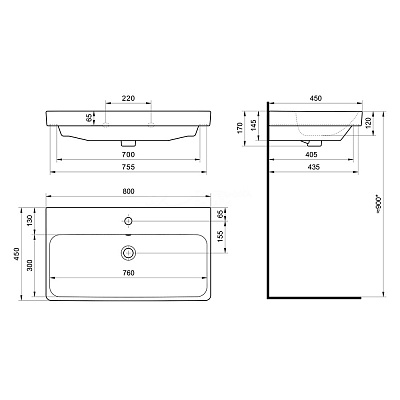 Раковина мебельная 80 Santek Адриана 80 1WH501772