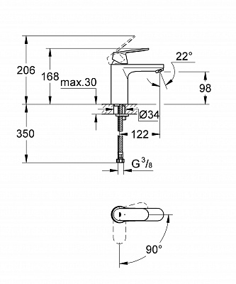 Смеситель для умывальника GROHE EUROSMART COSMO 2339800E