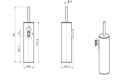 Туалетный ершик в комплекте Wonzon & Woghand, брашированный никель ww-v4601-br