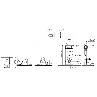 Комплект инсталляции с унитазом Vitra S50 9003B003-7201(4в1)