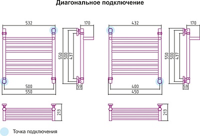 Полотенцесушитель водяной Сунержа Богема с 1 полкой 500х500 Античная бронза