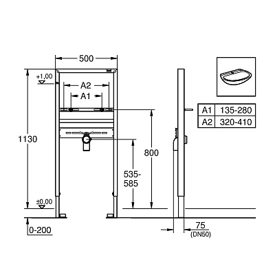 Инсталляция для умывальника Grohe Rapid SL 38557001 без монтажных уголков