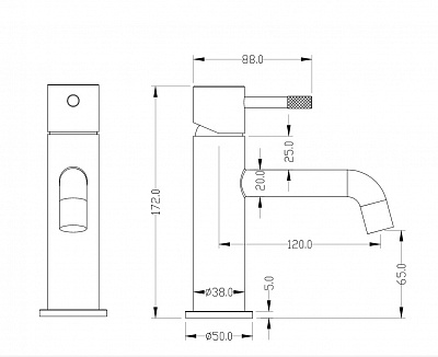 Смеситель для раковины черный Boheme Uno 461-B