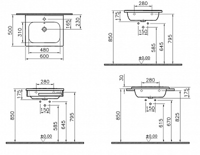 Раковина Vitra D-Light 60 с переливом 5918B003-0001