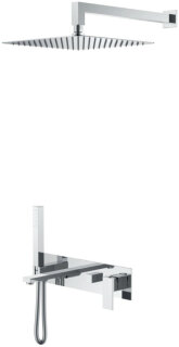 Встраиваемый смеситель для ванны с верхним и ручным душем QUBIC Хром Boheme 474-CR