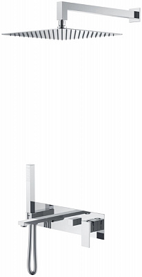 Встраиваемый смеситель для ванны с верхним и ручным душем QUBIC Хром Boheme 474-CR