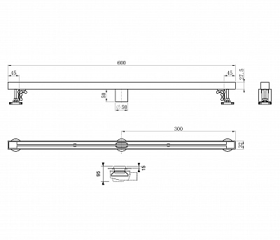 Душевой трап 60 см Wonzon & Woghand, темный графит ww-65406t-gm