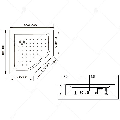 Душевая перегородка RGW WA-050B (WA-002B + Z-070B) 600