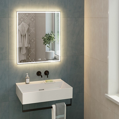 Зеркало 70х80 с LED подсветкой функцией антизапотевание Kerama Marazzi TECHNO TE.mi.70 белый глянцевый