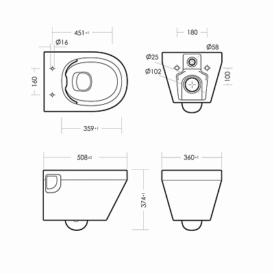 Унитаз подвесной Sanita Luxe Novel Rimless Slim