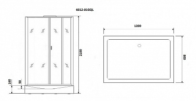 Душевая кабина 120х80 Niagara NG 6012-01GQL левый угол