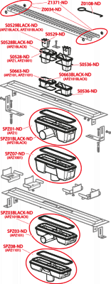 Водоотводящий желоб с порогами для перфорированной решетки AlcaPlast APZ1BLACK-300, черный-мат