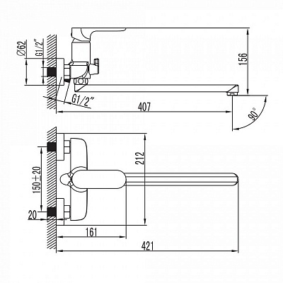 Смеситель для ванной IDDIS Eclipt ECLSBL2i10