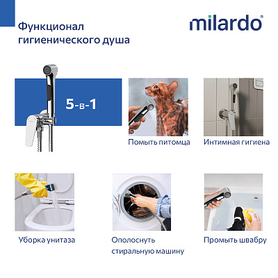 Встраиваемый смеситель с гигиеническим душем Milardo Leap LEASB00M08 хром