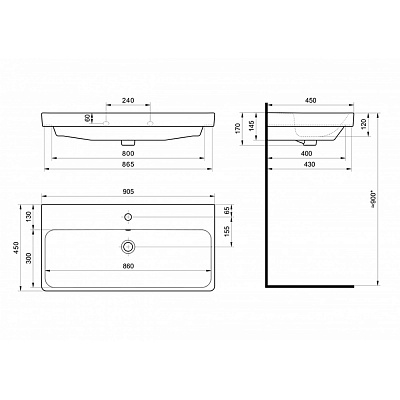 Раковина мебельная AQUATON Адриана 90 1WH501629