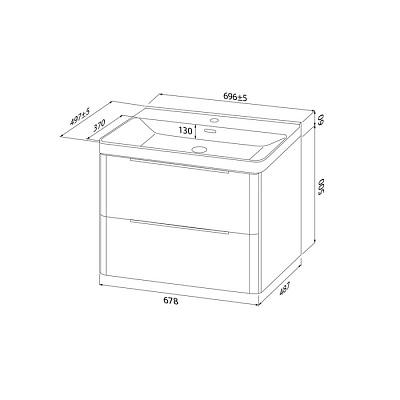 Тумба с умывальником (0177000i28), подвесная, 70 см, белый, Cloud X, IDDIS, CLX70W0i95K