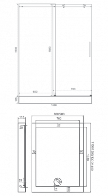 Душевое ограждение Good Door Puerta WTW-140-C-CH