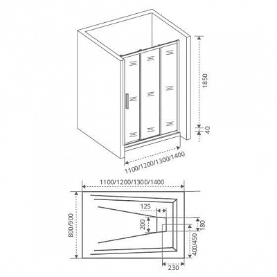 Душевое ограждение Good Door Orion WTW-130-G-CH