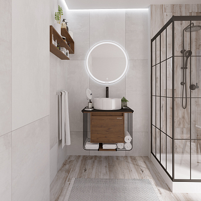 Тумба подвесная Grossman ВИНТАЖ-70 см с 1-м ящ. веллингтон/металл черный (ум.GR-3013)