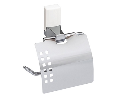 Держатель для туалетной бумаги с крышкой WasserKRAFT Leine K-5025WHITE хром