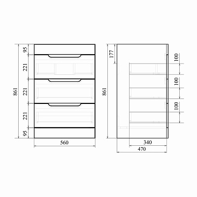 Тумба напольная под стиральную машину 3 ящика MIRSANT Soho Quadro 60 УТ000049929