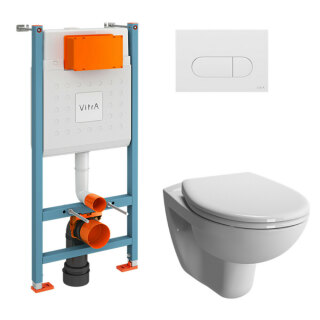 Инсталляция с унитазом VitrA Normus 9773B003-7207 комплект 4 в 1 цвет клавиши глянцевый белый