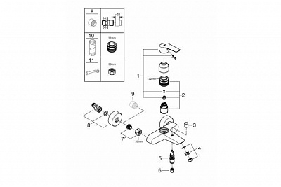 Смеситель д/ванны   наружный Grohe EUROSMART 33300003
