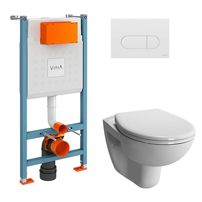 Инсталляция с унитазом VitrA Normus 9773B003-7207 комплект 4 в 1 цвет клавиши глянцевый белый