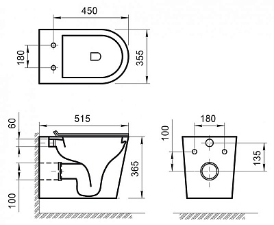 Унитаз подвесной безободковый P-trap Belbagno FLAY-R BB053CHR